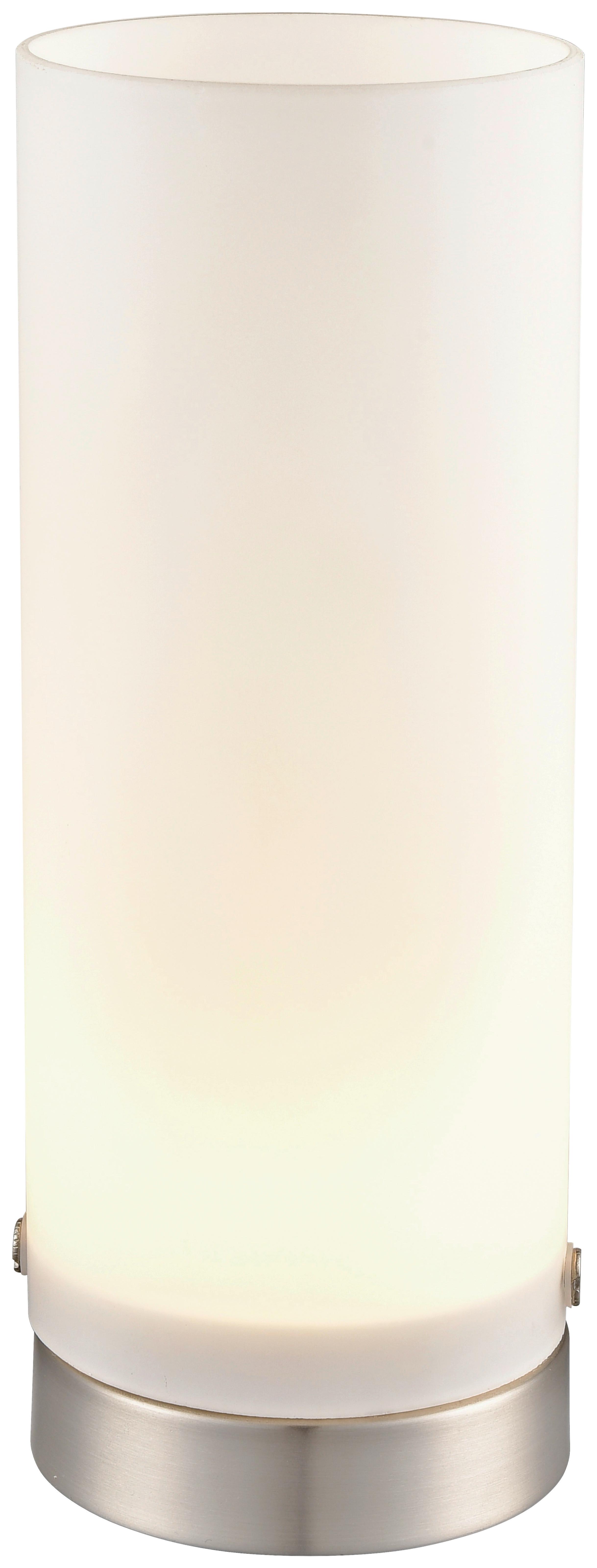 LED Tischlampe Simone dimmbar Silber/Weiß mit Touchdimmer - Silberfarben/Weiß, ROMANTIK / LANDHAUS, Glas/Metall (8/21cm) - James Wood
