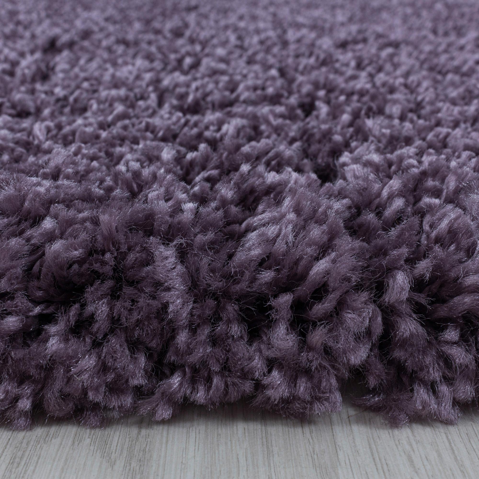 Hochflor Teppich Violett Naturfaser Sydney Ø 80 Cm - Violett, Basics, Textil (80cm)
