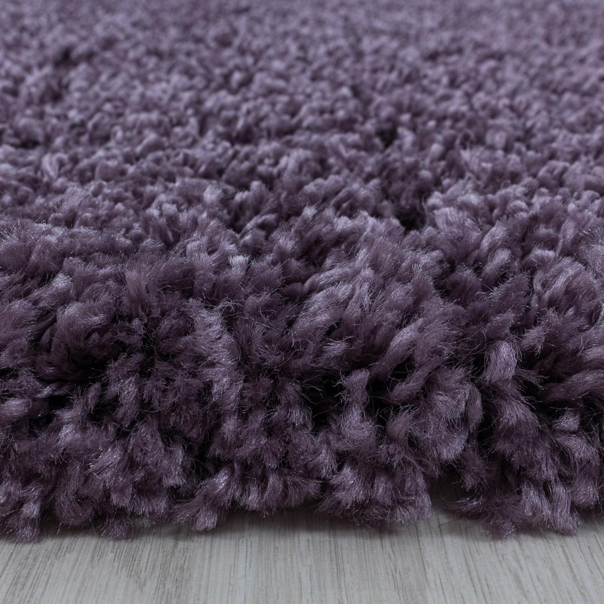 Hochflor Teppich Violett Naturfaser Sydney Ø 80 cm - Violett, Basics, Textil (80cm)