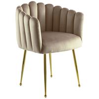 Armlehnstuhl Mucha Beige Gepolstert - Beige/Goldfarben, MODERN, Textil/Metall (59/85/56cm) - Kayoom