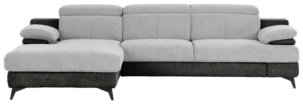 Ecksofa Titus Graphit-/silberfarben - Silberfarben/Schwarz, Design, Textil (291/80-98/178cm) - Livetastic