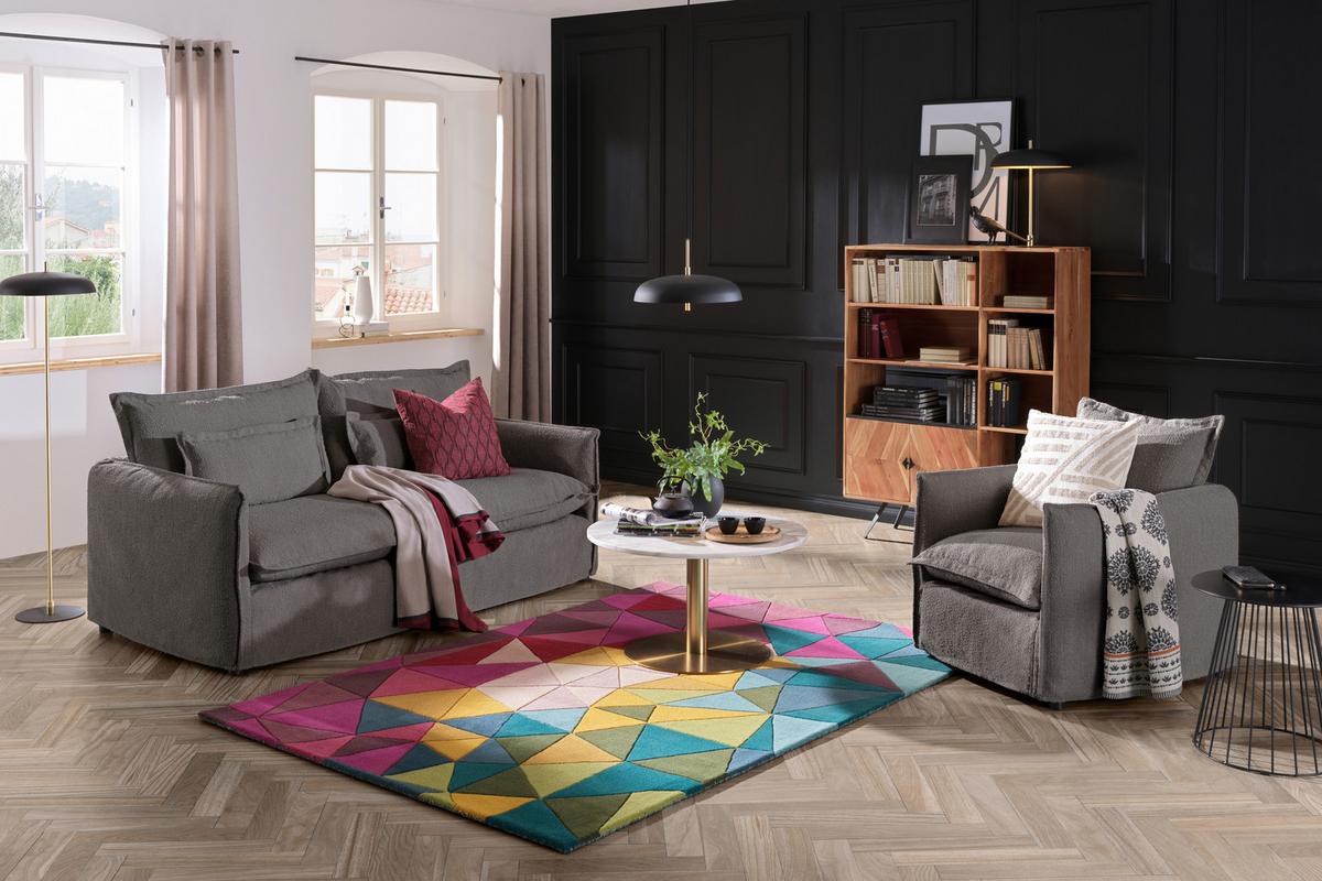 Sofa Toscana - Grau, Trend, Textil (195/82/98cm) - Livetastic