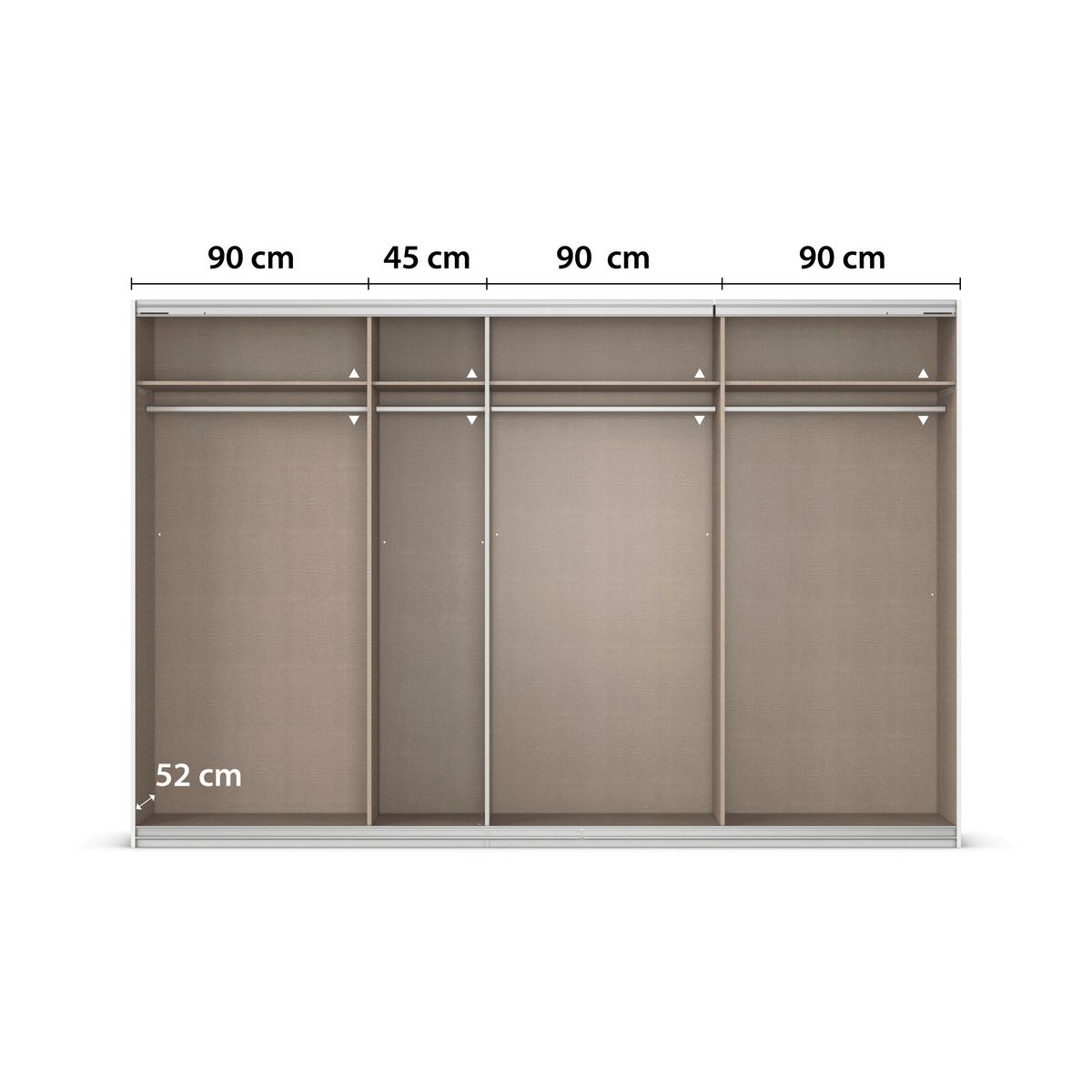 Tolóajtós Szekrény Feldkirch 315/210 Cm - ezüst/magasfényű antracit, Modern, faalapú anyag/Üveg (315/210/62cm)