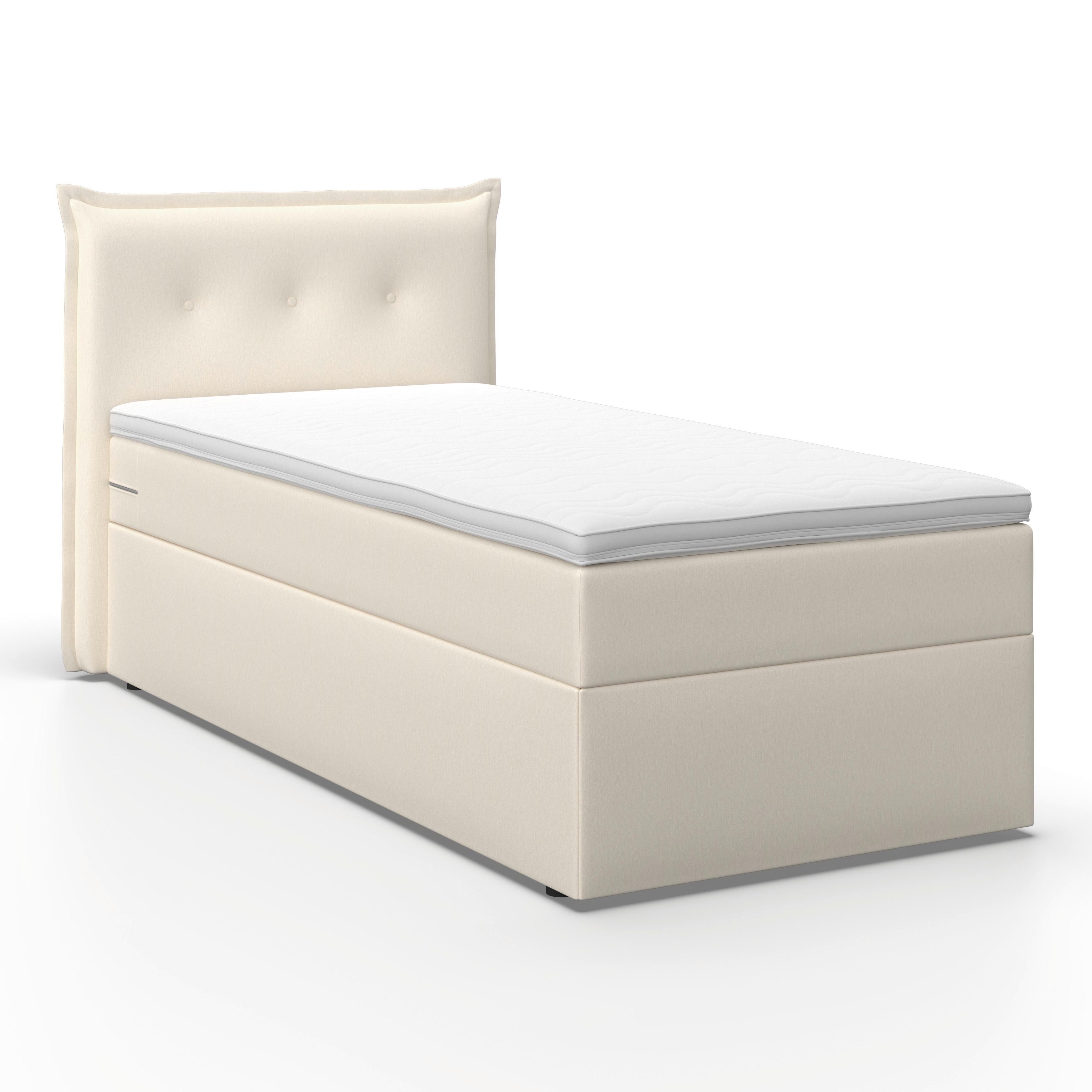 Boxspringová postel POLO 90x200, krémová - černá/slonovinová, Moderní, dřevo/textil (90/200cm) - Bessagi Home