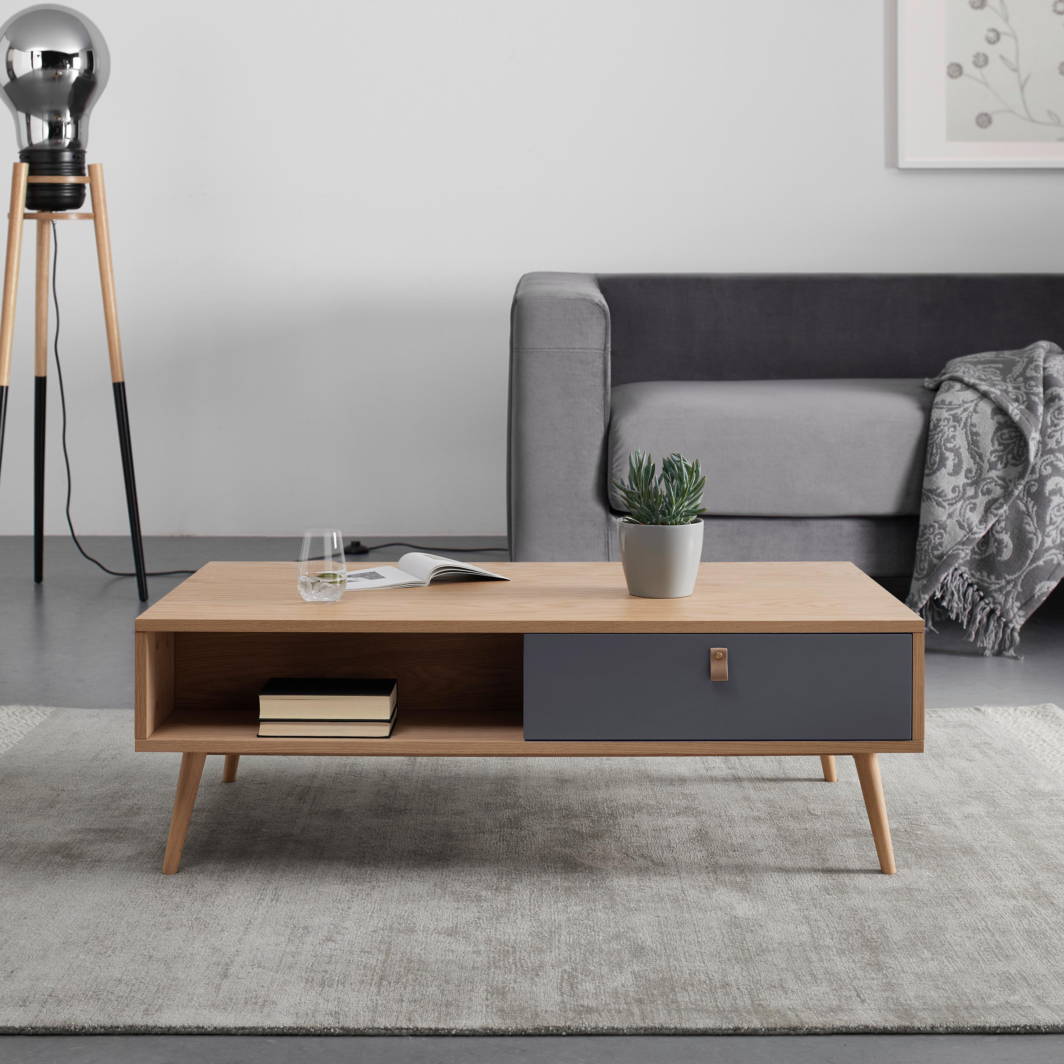 Konferenční stolek LENA přírodní barvy/šedá - šedá/přírodní barvy, Moderní, dřevo/kompozitní dřevo (120/40/60cm) - Bessagi Home