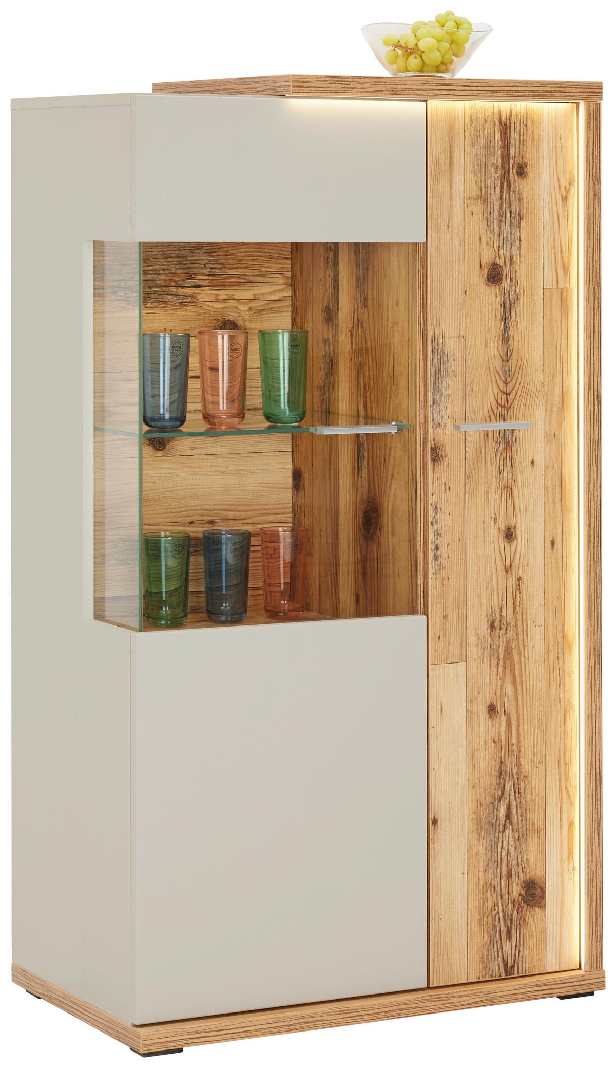 Vitrine Ambiente B: 73,5 cm mit Led Alpine Lodge Dekor - MODERN, Glas/Holzwerkstoff (73,5/131,6/43,6cm)