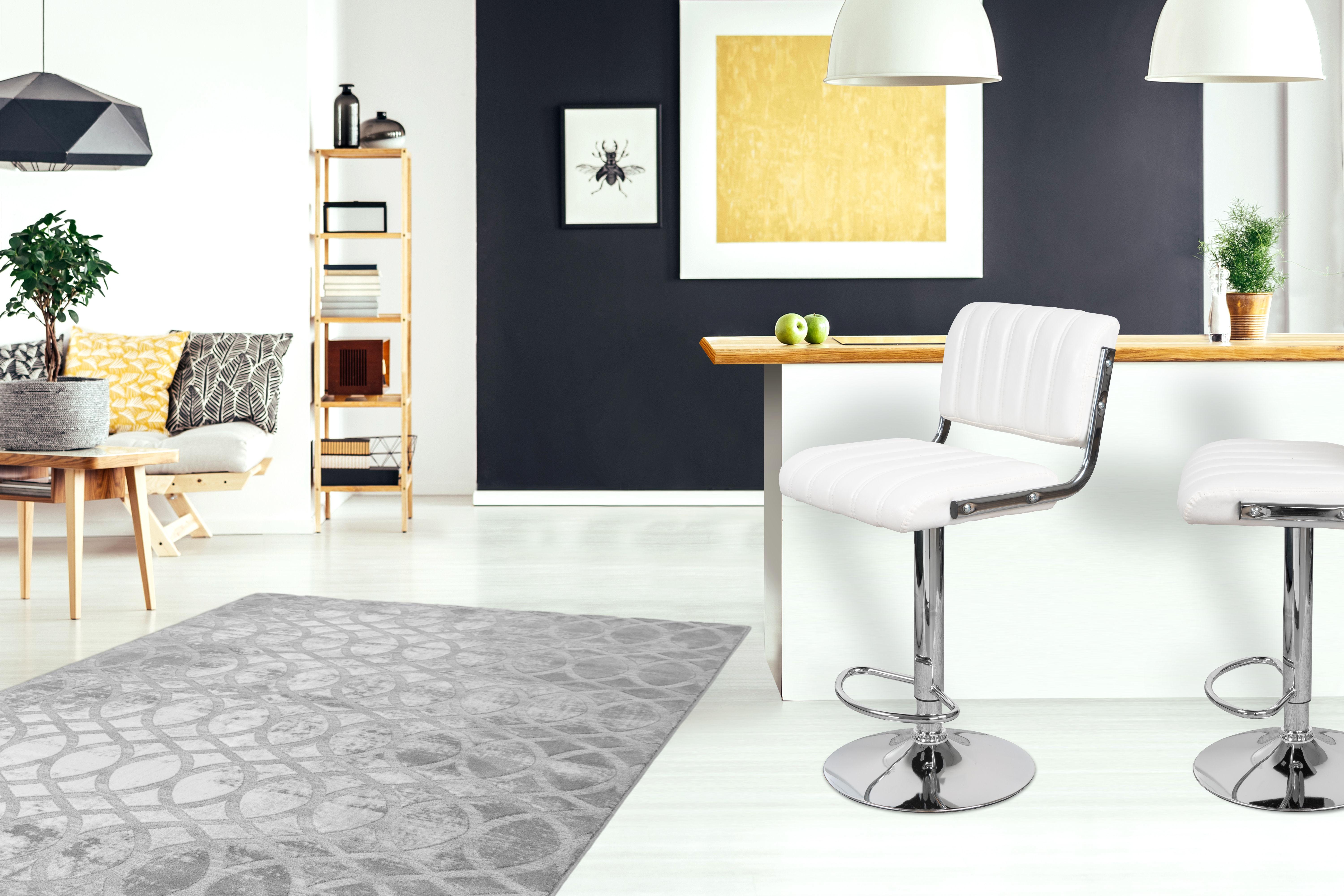 Barhocker Mit Lehne 2er-set Midnight Lederlook Weiß - Weiß, MODERN, Metall (51,5/109/43cm) - Kayoom
