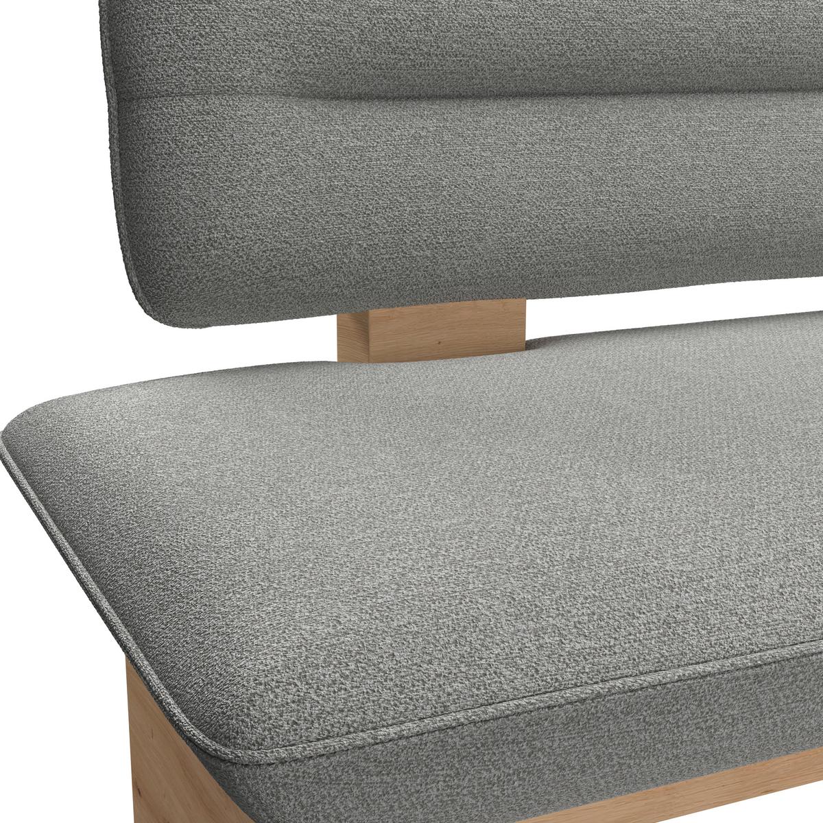 Sitzbank Beluna II Webstoff hellgrau, B: 160cm - Eichefarben/Hellgrau, KONVENTIONELL, Holzwerkstoff/Textil (160/87/67cm) - James Wood
