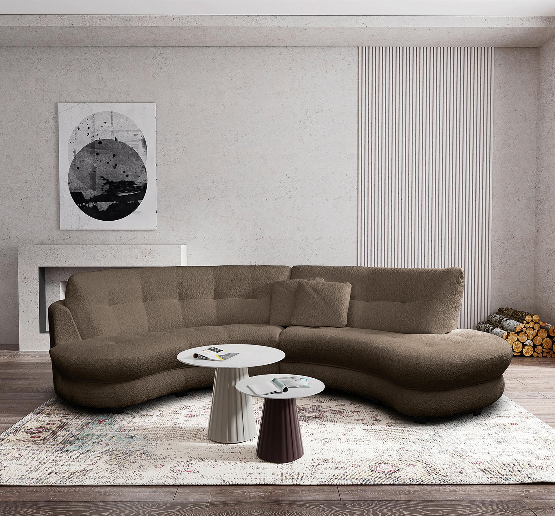 Ecksofa Bretania, Braun S: 300x113 cm - Schwarz/Weiß, Design, Textil (300/113cm) - Livetastic