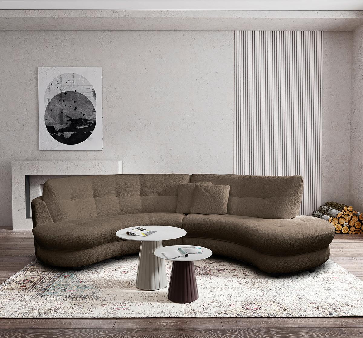 Ecksofa Bretania, Braun S: 300x113 cm - Schwarz/Weiß, Design, Textil (300/113cm) - Livetastic