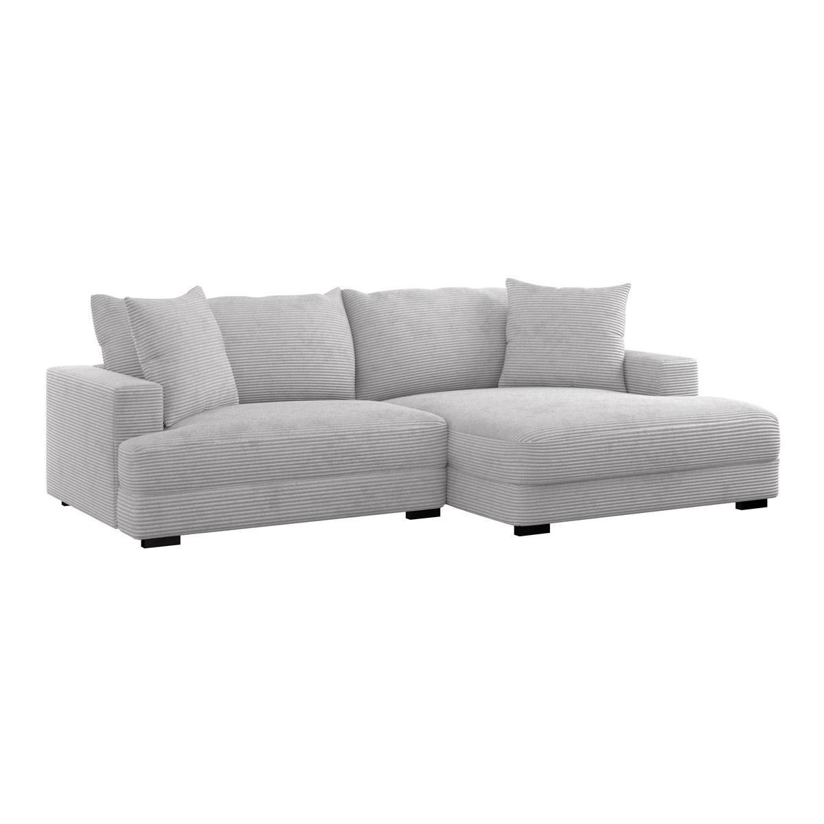 Ecksofa Pelle m. Kissen taupe Cord 265x180cm - Taupe/Schwarz, MODERN, Textil (265/180cm)