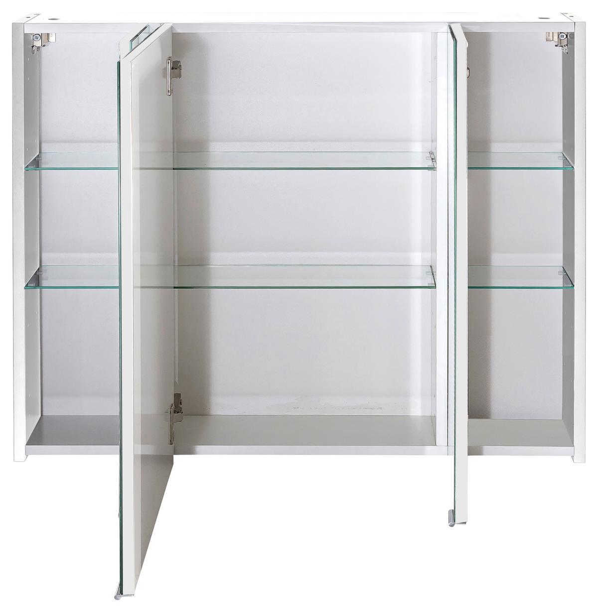 Spiegelschrank Basic 1000 3 Türen, Weiß - Weiß Hochglanz, MODERN, Glas/Holzwerkstoff (100/70,7/16cm) - MID.YOU
