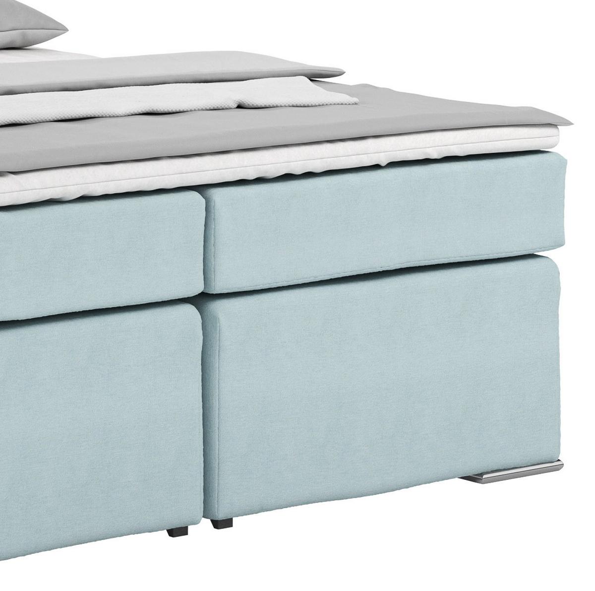 Posteľ Boxspring NERO, 160x200 cm, svetlomodrá - svetlomodrá/mätovozelená, Konventionell, kov/textil (160/200cm)