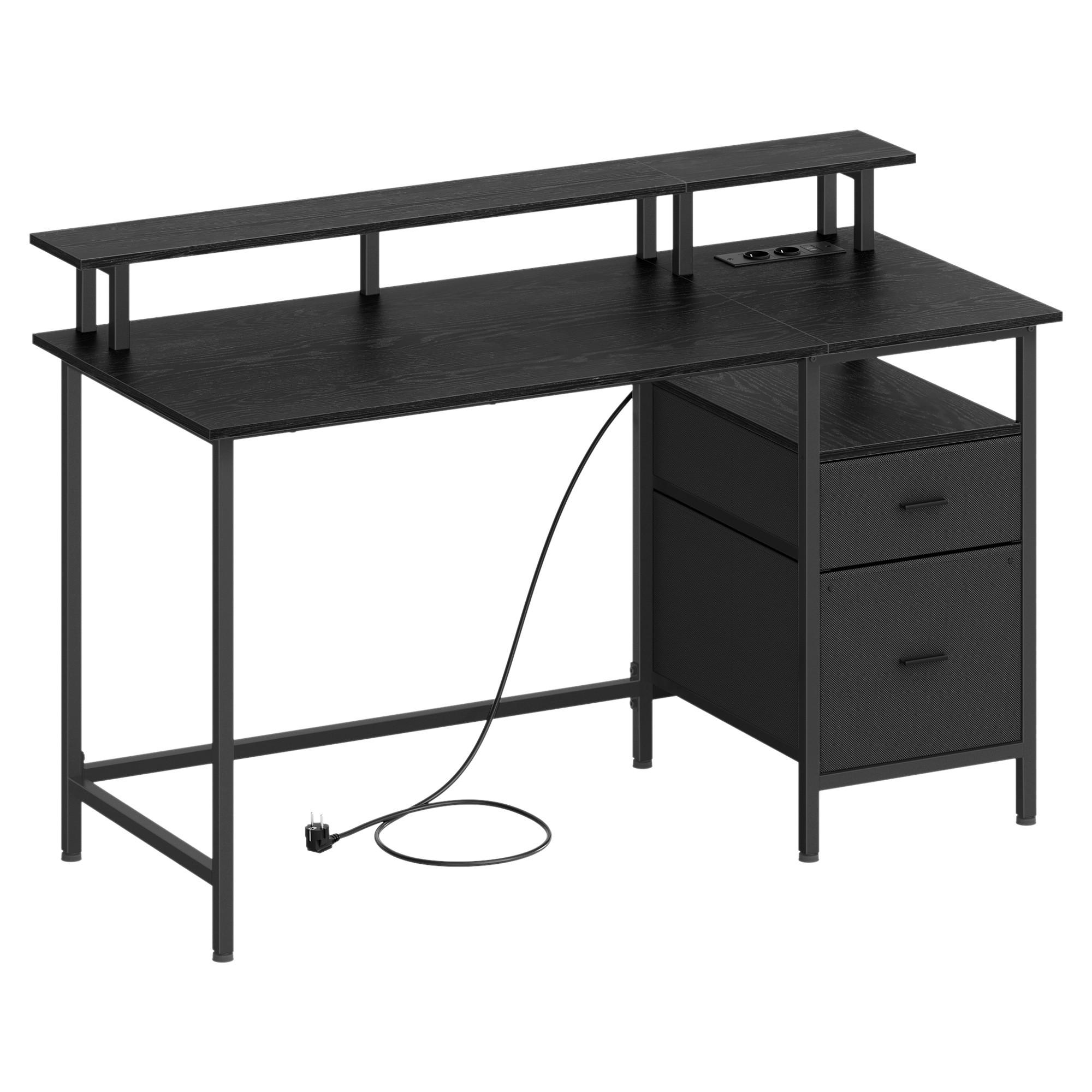 GAMINGTISCH COMPUTER DESK - Schwarz, MODERN, Holzwerkstoff/Metall (135/55/89cm) - MID.YOU