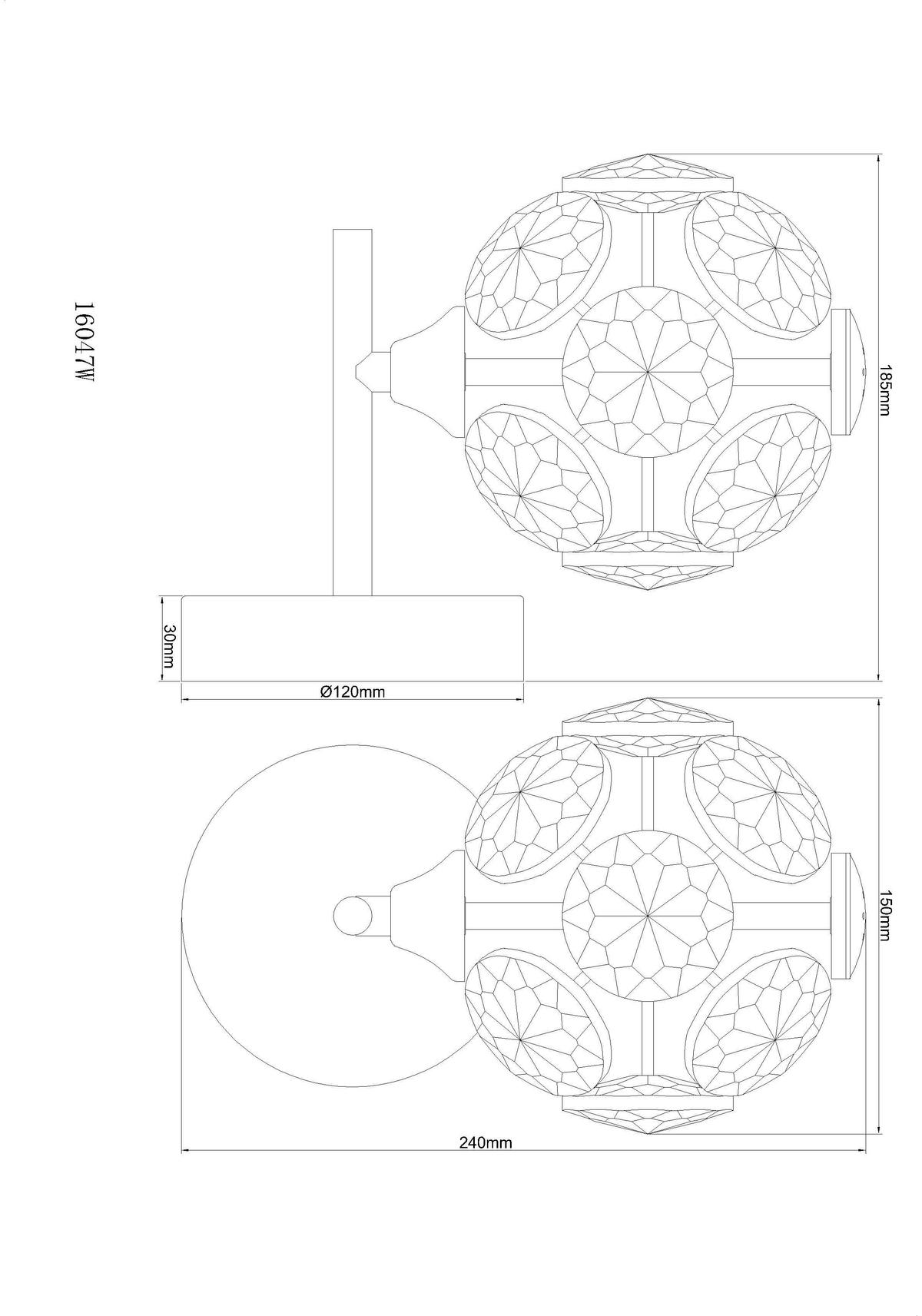 LED-Wandleuchte Virina Klar Goldfarben D: 15 cm - Klar/Goldfarben, KONVENTIONELL, Glas/Metall (15/24cm) - Globo