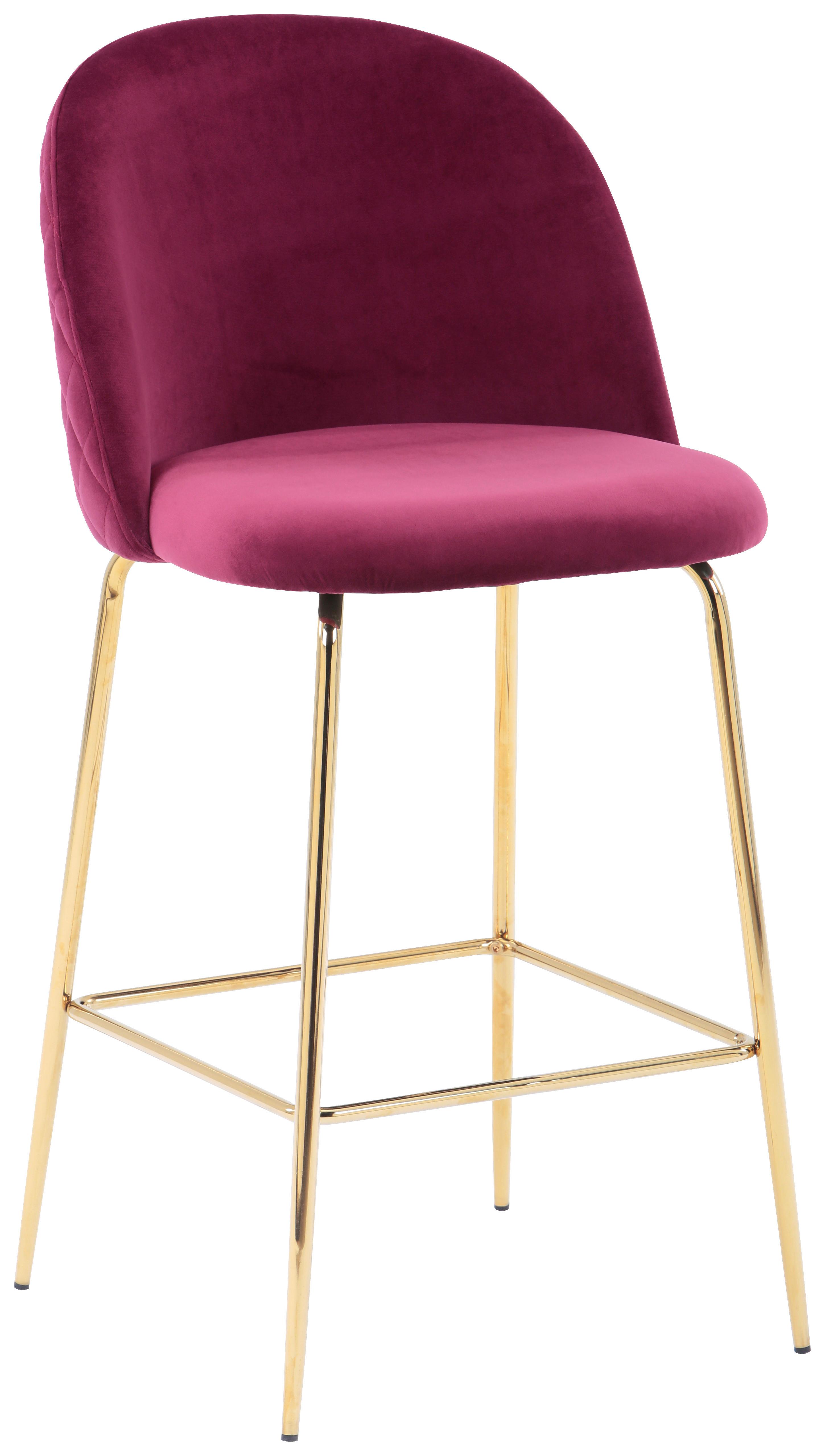 Barová Židle Artdeco Bar Bordó - bordeaux/barvy zlata, Moderní, kov/dřevo (50/55/97cm) - MID.YOU