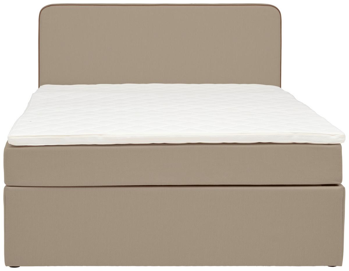 Boxbett Mit Topper 120x200 Cm Anton, Beige - Beige, KONVENTIONELL, Holz/Textil (120/200cm) - P & B
