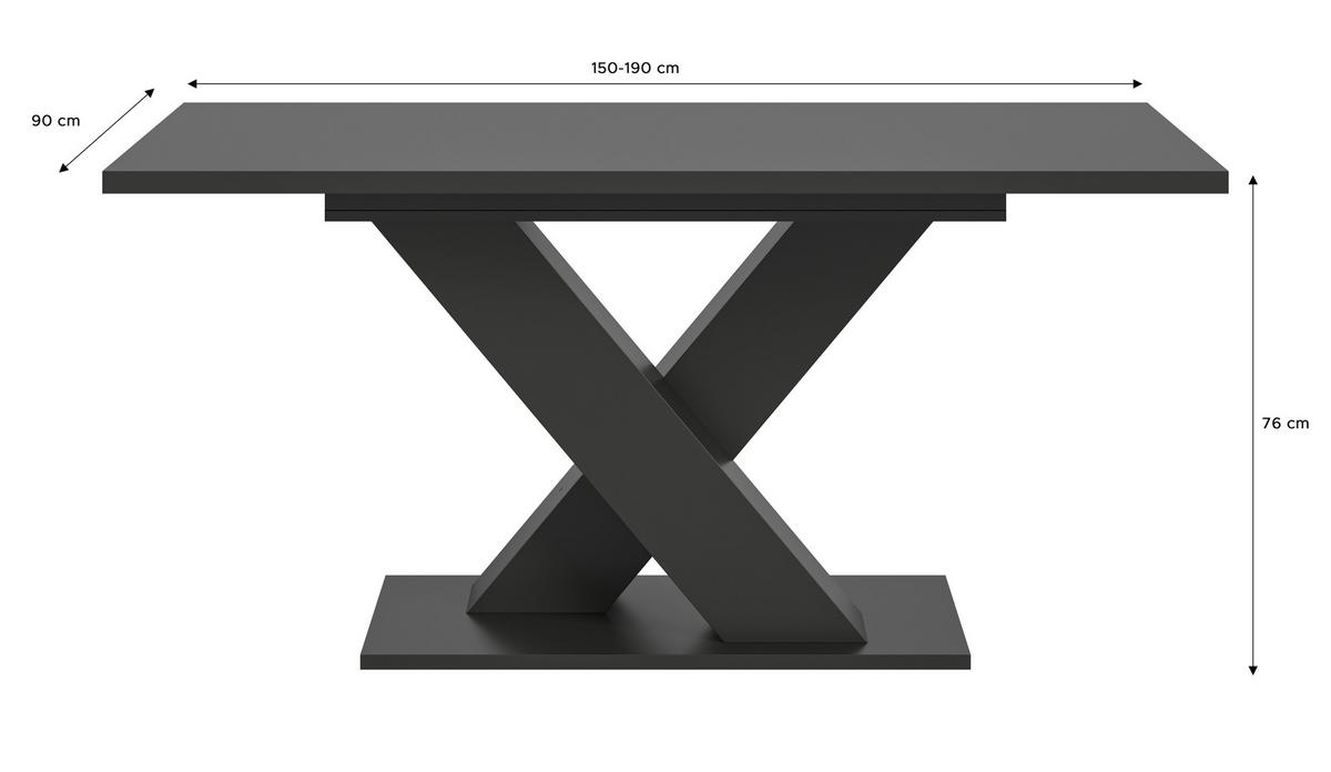 Esstisch ausziehbar Marlon 150-190x76 cm Dunkelgrau - Dunkelgrau, Trend, Holzwerkstoff (150-190/76/90cm)