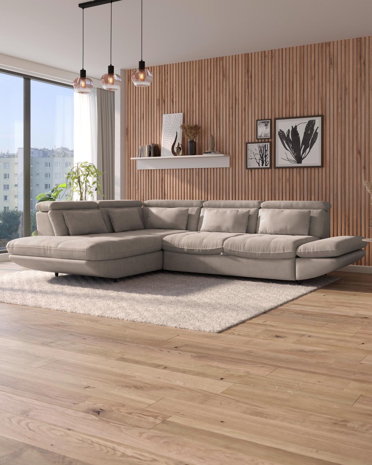 SEDACÍ SOUPRAVA PARK - černá/béžová, Moderní, textil/plast (233/311cm) - Luca Bessoni
