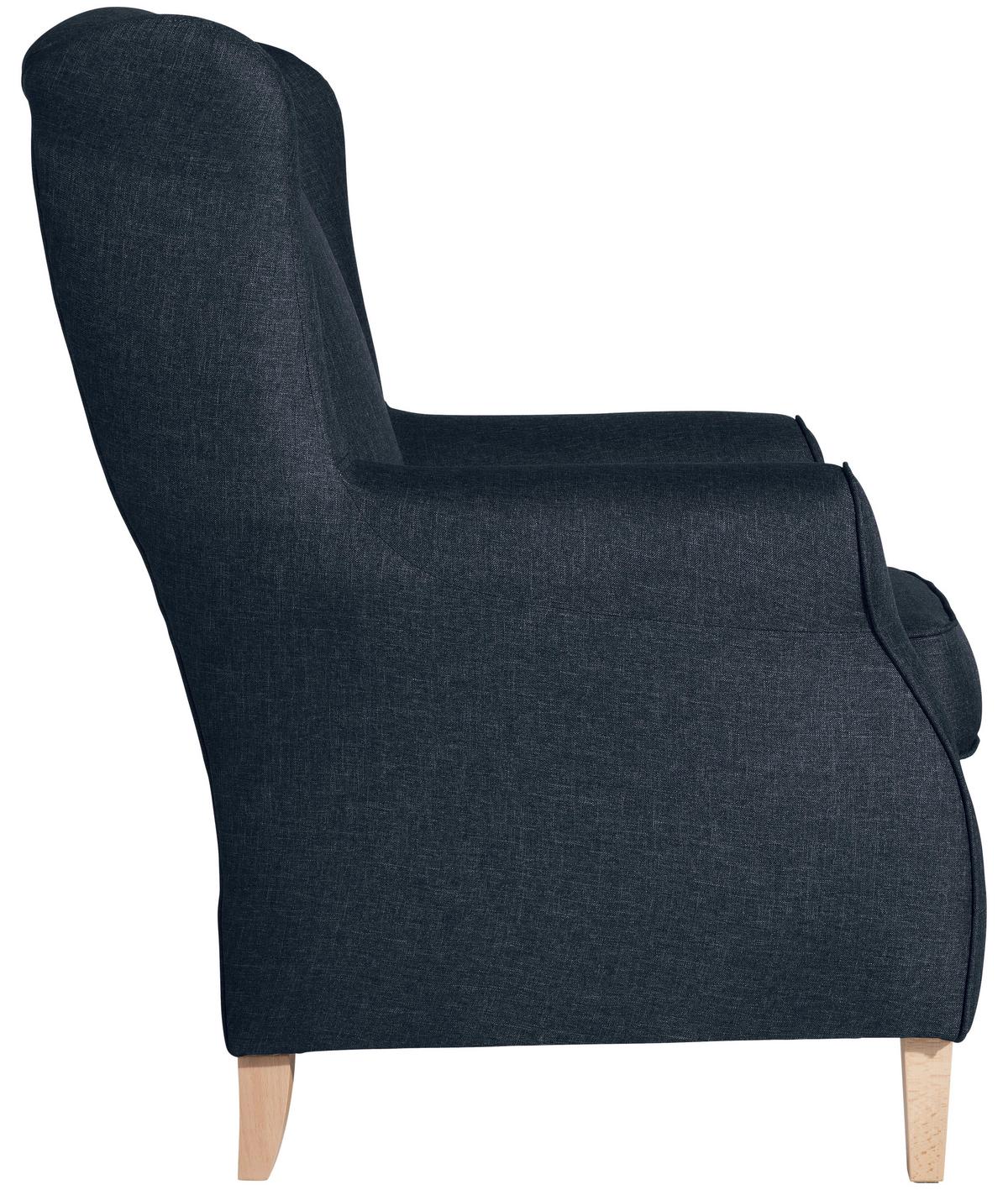 Ohrensessel Lorris - Buchefarben/Dunkelblau, Design, Textil (77/103/86cm) - Max Winzer