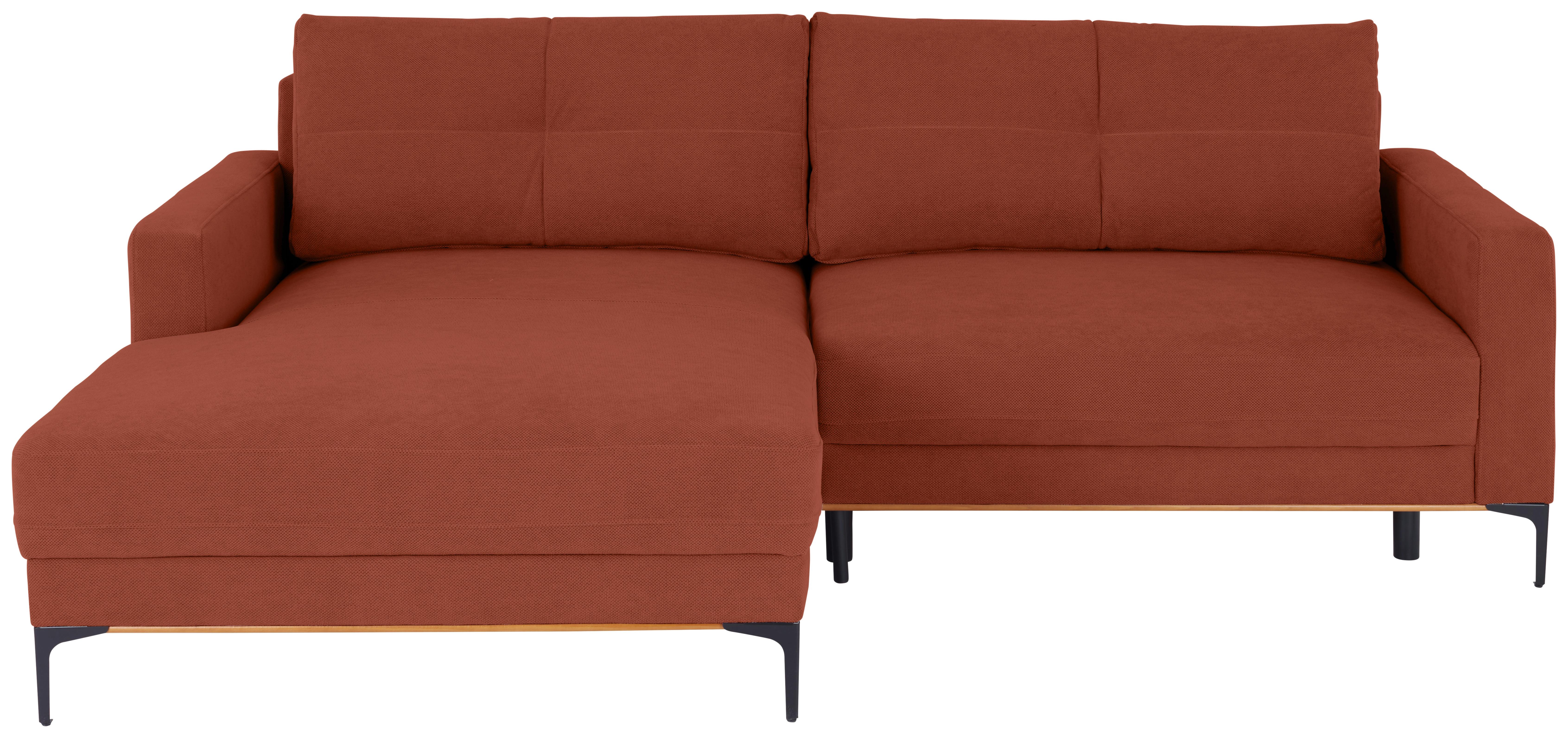 Ecksofa Bergamo - Rostfarben/Schwarz, MODERN, Textil (162/238cm) - Ondega
