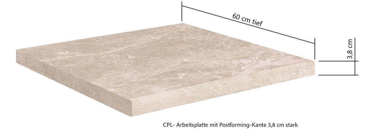 Küchenblock Glasgow Weiß/eichefarben B: 300 Cm - Eichefarben/Beige, LIFESTYLE, Holzwerkstoff (300cm) - Held