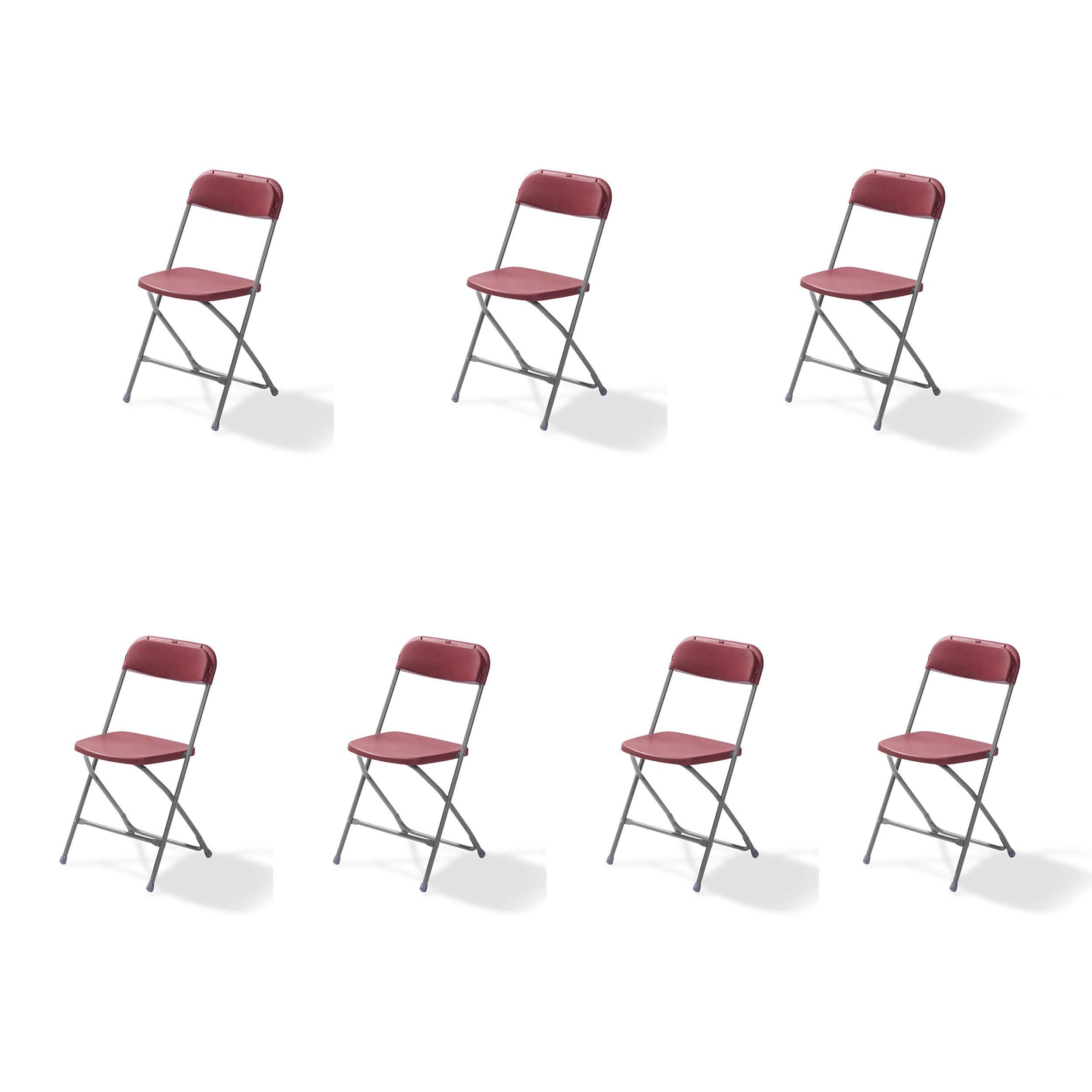 Gartenklappsessel-Set 7x  Klappstuhl - Bordeaux/Grau, LIFESTYLE, Kunststoff/Metall (43/80/49cm)