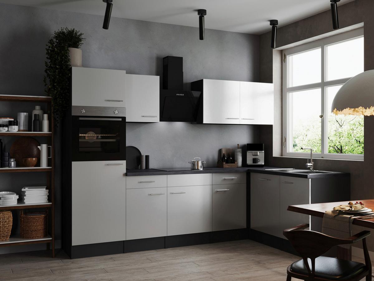 Eckküche Oliver Grau, Weiß S: 280.172cm - Weiß/Grau, Design, Holzwerkstoff (280/172cm) - Respekta