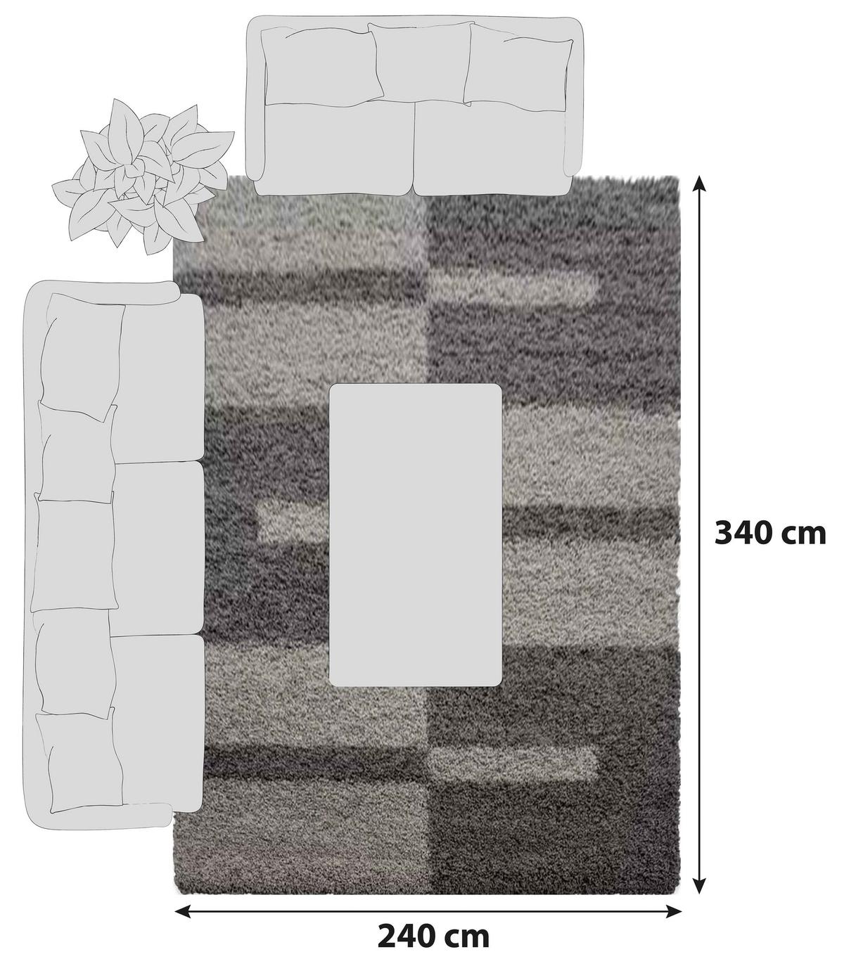 Hochflor Teppich Taupe Gala 240x340 Cm - Taupe, Design, Textil (240/340cm)