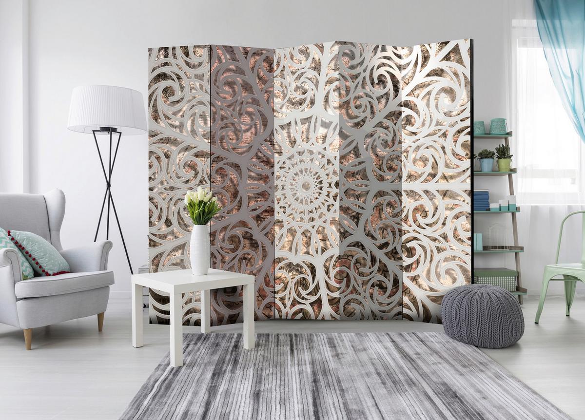 Paravent Braun Beige B: 225 Cm - Beige/Braun, Basics, Holz/Textil (225/172/3cm) - artgeist