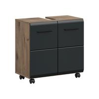 Waschbeckenunterschrank Ice Schwarz/Eiche Dekor B: 60cm - Eiche dunkel/Schwarz, Trend, Holzwerkstoff (60/58/30cm) - MID.YOU