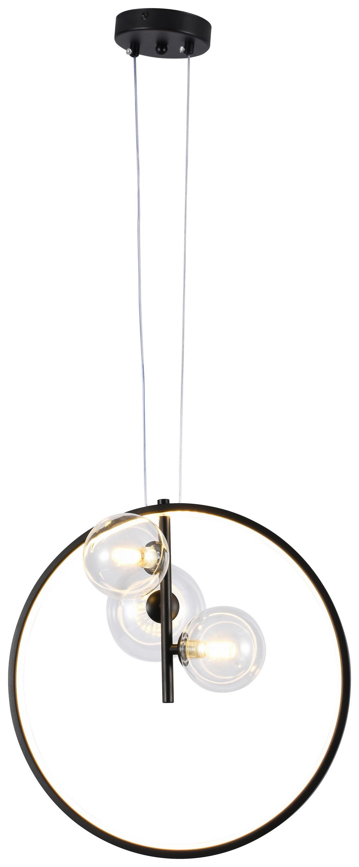 ZÁVĚSNÉ LED SVÍTIDLO RIBN - černá/průhledné, Moderní, kov/sklo (40/163cm) - Modern Living