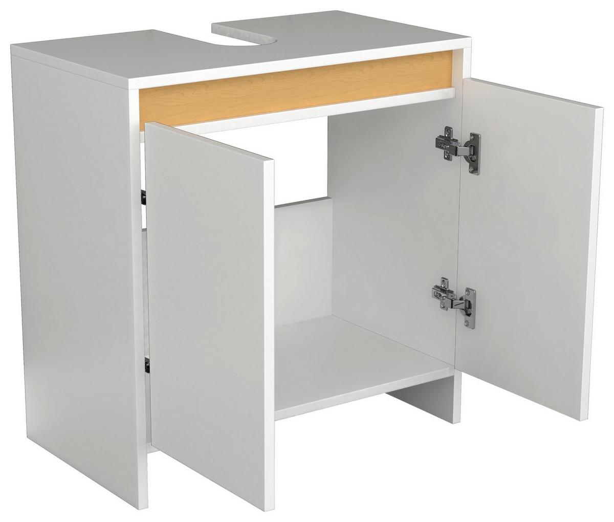 Waschbeckenunterschrank Malira Weiß/Eiche Dekor B:58cm - Honigeiche/Eichefarben, MODERN, Holzwerkstoff (58/60/33cm) - MID.YOU
