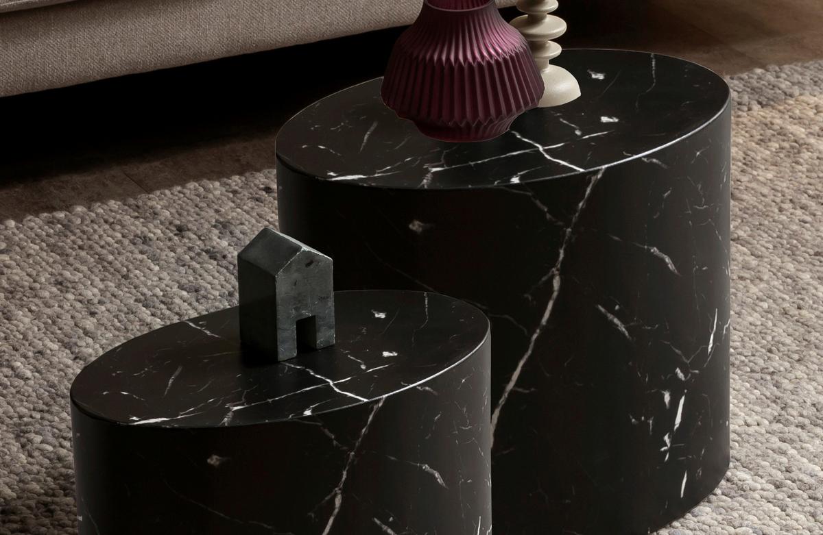 Couchtischset Schwarz 2-teilig - Schwarz, Design, Holzwerkstoff (48-40/33-24,5/40-33cm) - Livetastic