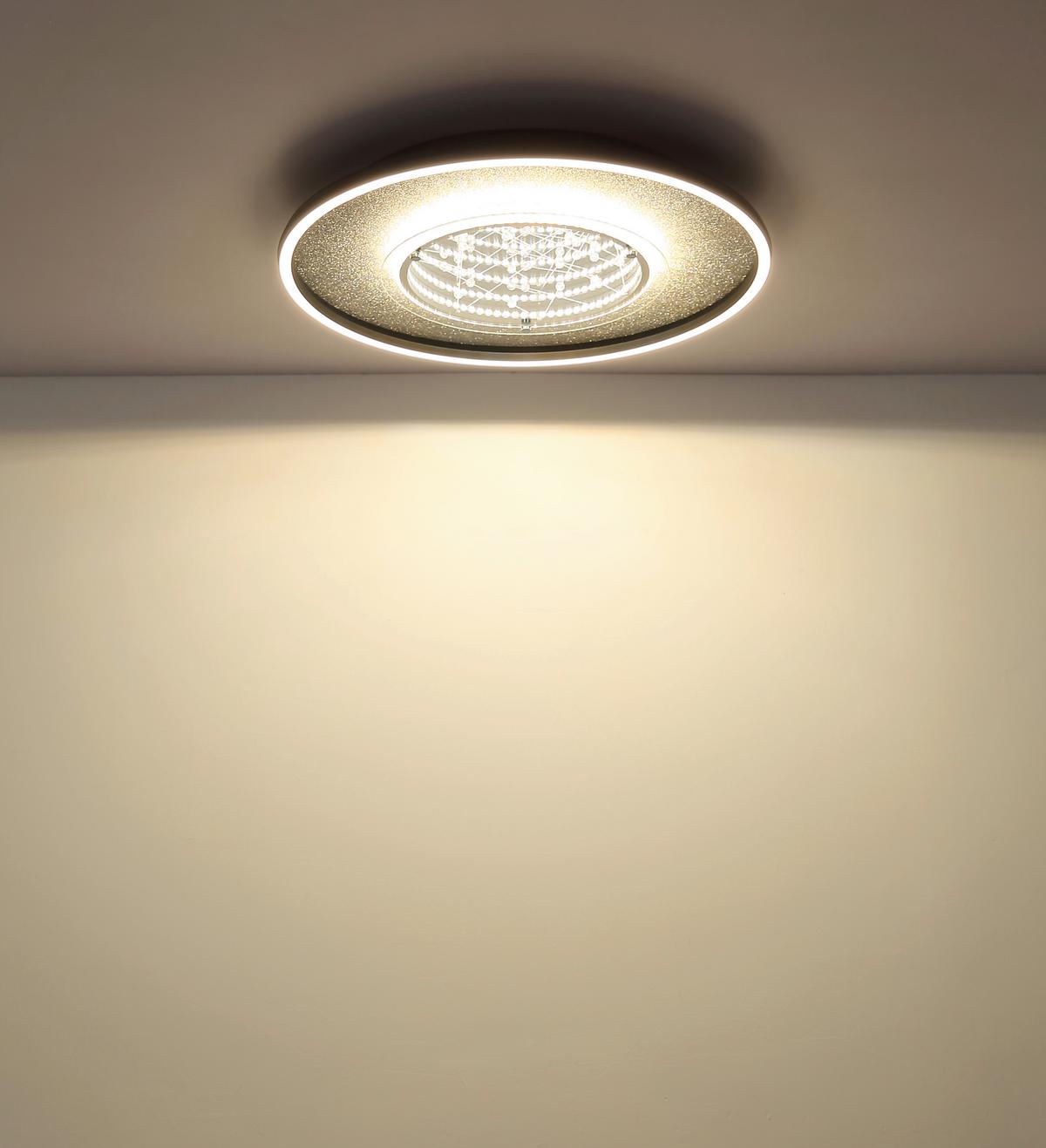 LED-Deckenleuchte Memory-Funktion - Klar/Silberfarben, Design, Glas/Kunststoff (51,5/6,8cm) - Globo