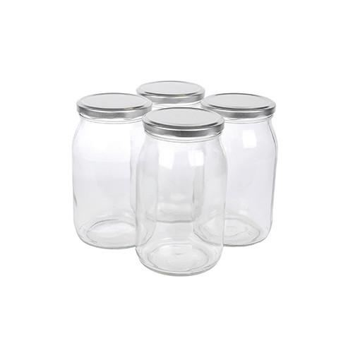 Einmachgläser 4er-Set Zora Je 948 ml, Auslaufsicher - Klar/Weiß, Basics, Glas/Metall (0,25cm)