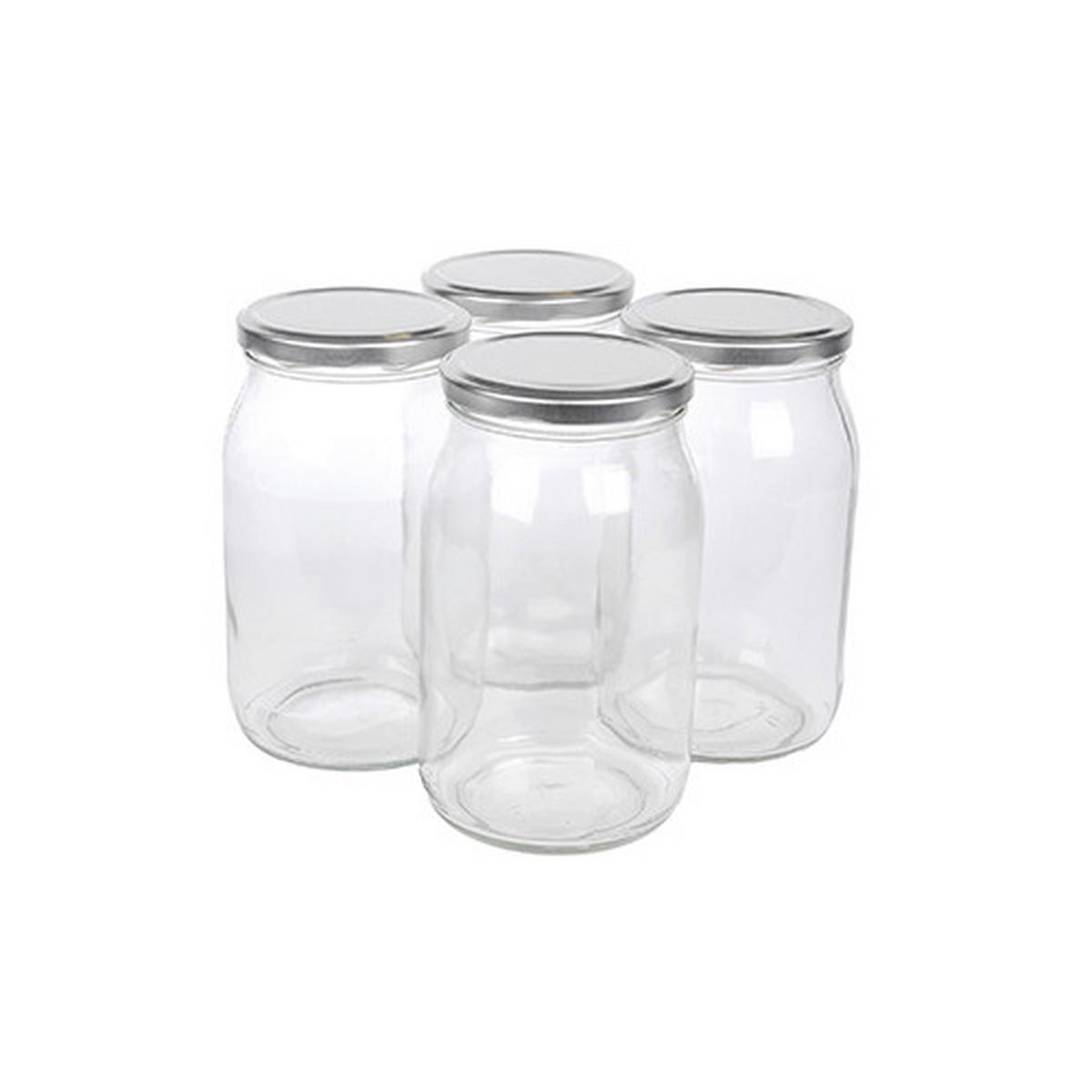 Einmachgläser 4er-set Zora Je 948 Ml, Auslaufsicher - Klar/Weiß, Basics, Glas/Metall (0,25cm)