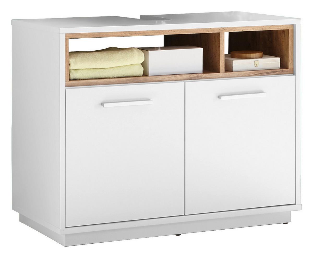 Skrinka pod umývadlo MILANO šírka: 80cm - biela/farba duba, Design, kompozitné drevo/plast (80/64/40cm) - MID.YOU