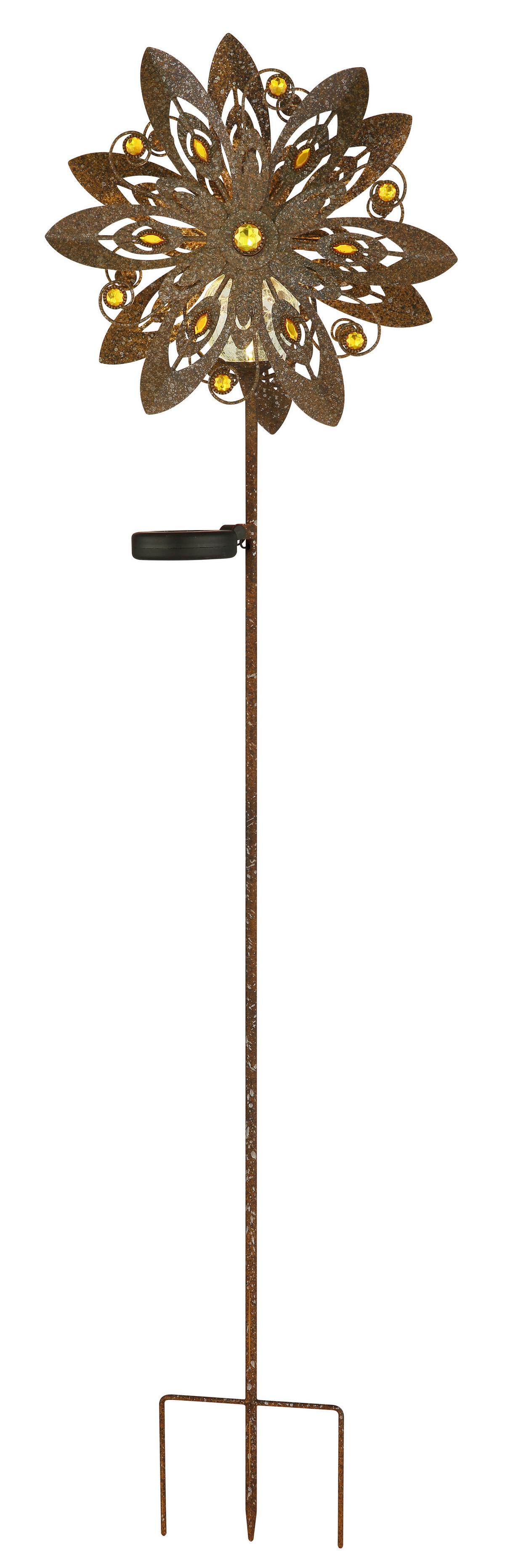 Solarleuchte 3000k, Warmweiß - Klar/Rostfarben, Design, Glas/Metall (32/17,5/124cm) - Globo