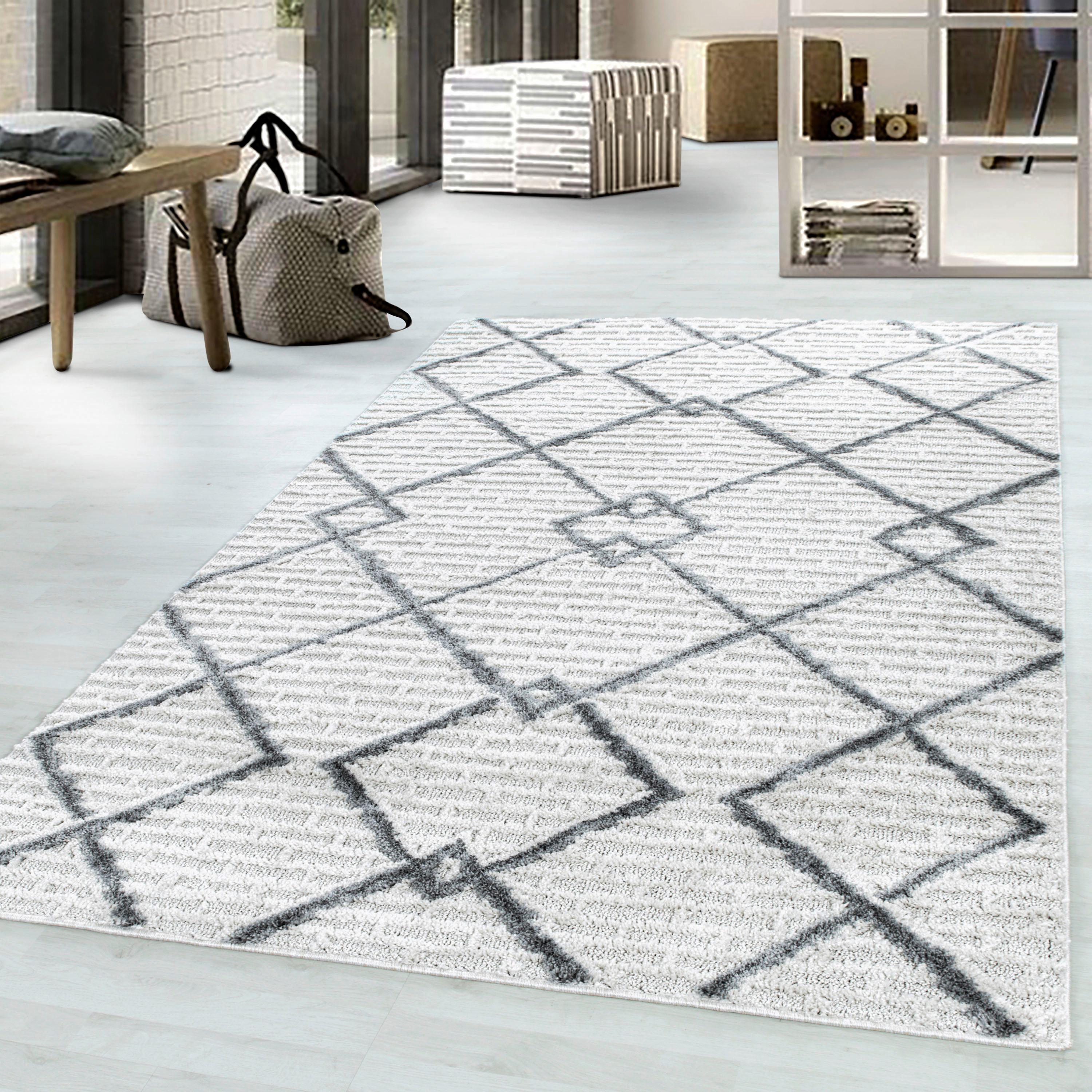 Webteppich Creme/Grau Pisa 80x150 cm - Creme, KONVENTIONELL, Textil (80/150cm)