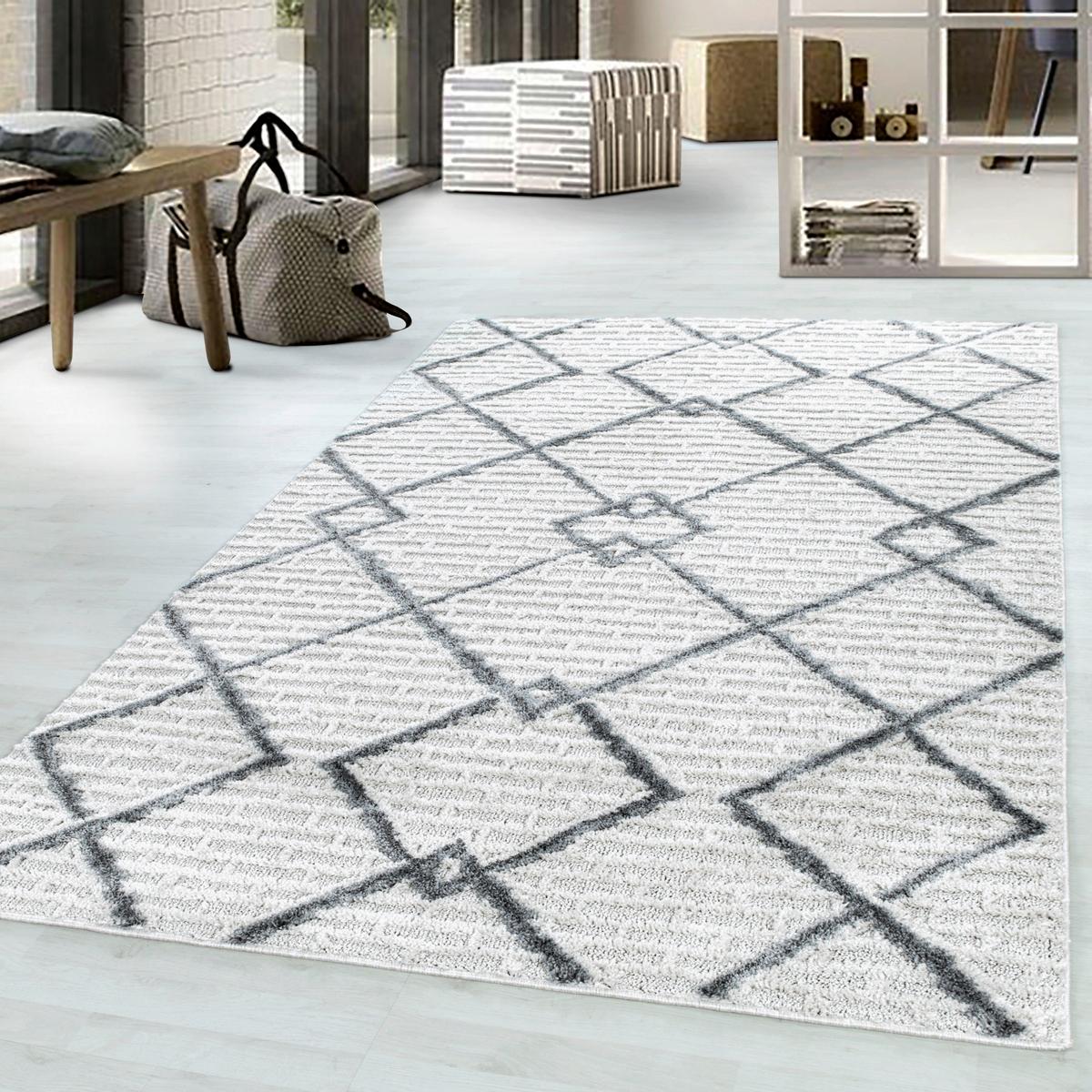 Webteppich Creme/Grau Pisa 80x150 cm - Creme, KONVENTIONELL, Textil (80/150cm)