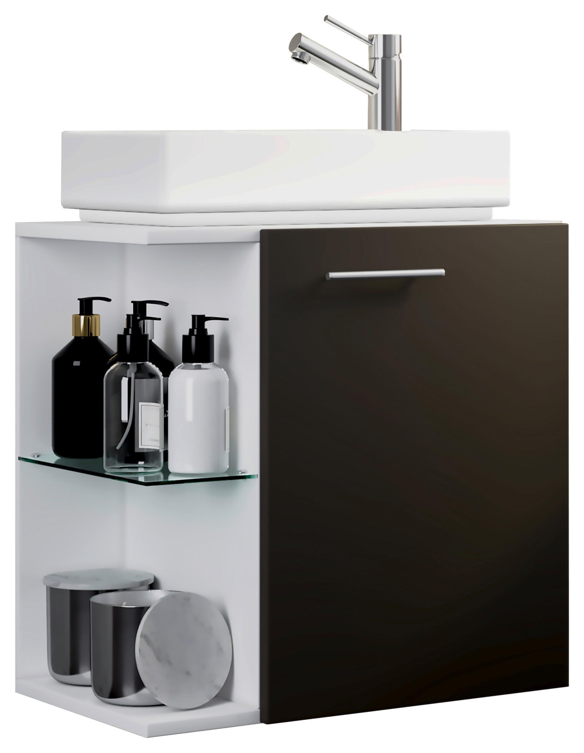 Waschtischkombi Hausa - Anthrazit/Weiß, MODERN, Glas/Keramik (52cm) - MID.YOU