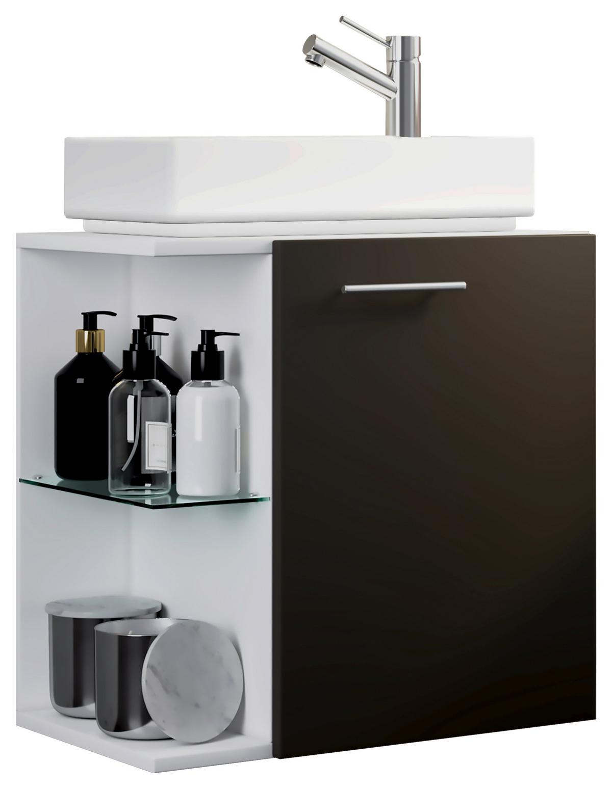 Waschtischkombi Hausa - Anthrazit/Weiß, MODERN, Glas/Keramik (52cm) - MID.YOU