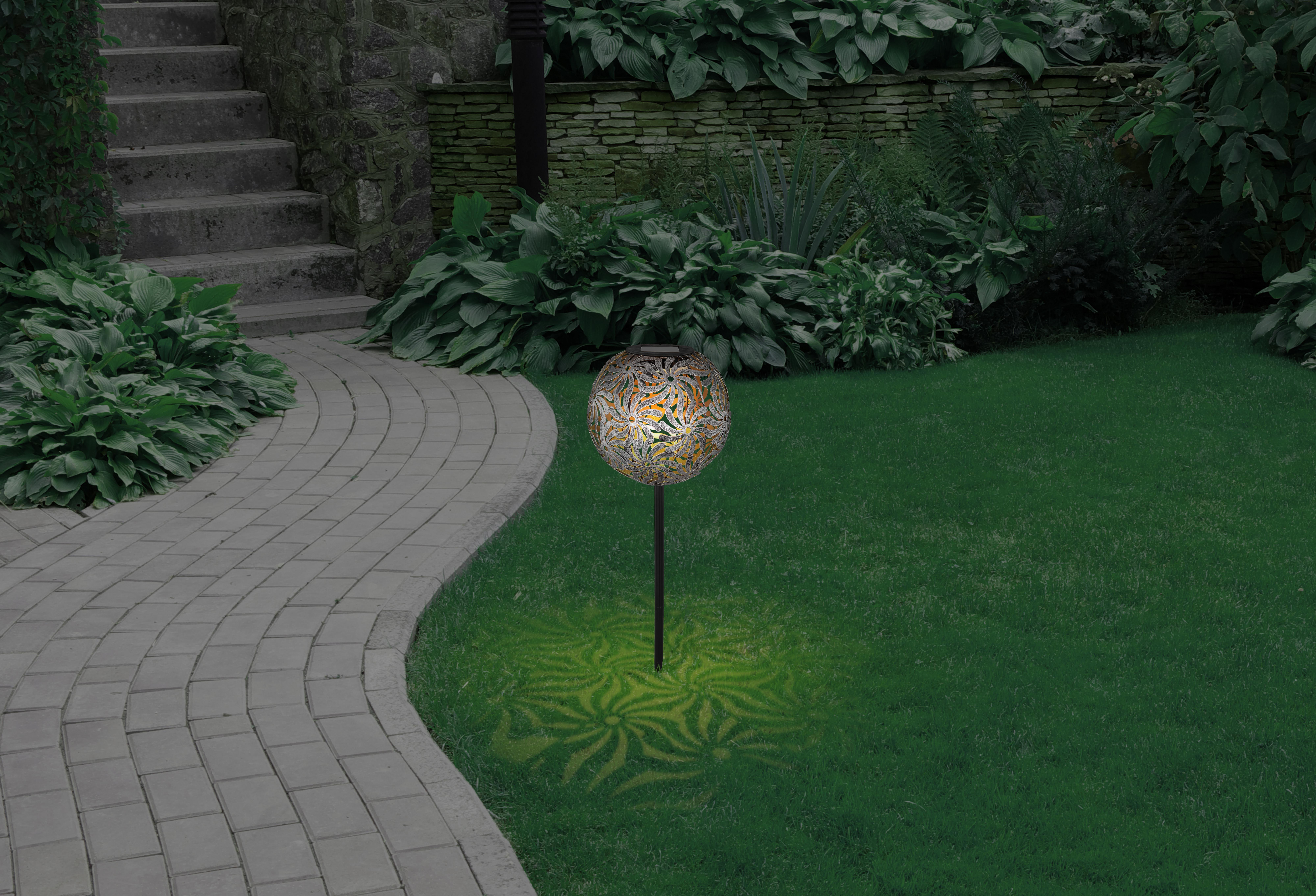 Solarleuchte Silber Solar 1xled Warmweiß H: 54 Cm - Silberfarben, Basics, Metall (18,5/54cm) - Globo