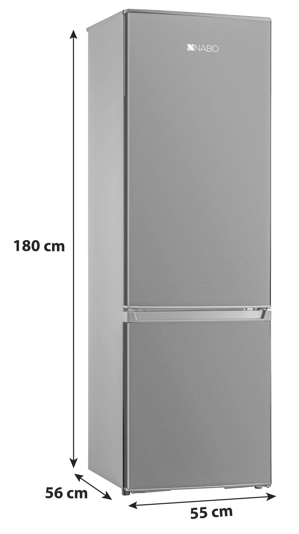 Kühl-Gefrierkombination Kgk 2526 Schwarz 191 + 71 L - Edelstahlfarben/Schwarz, Basics, Glas/Kunststoff (55/180/56cm) - Nabo