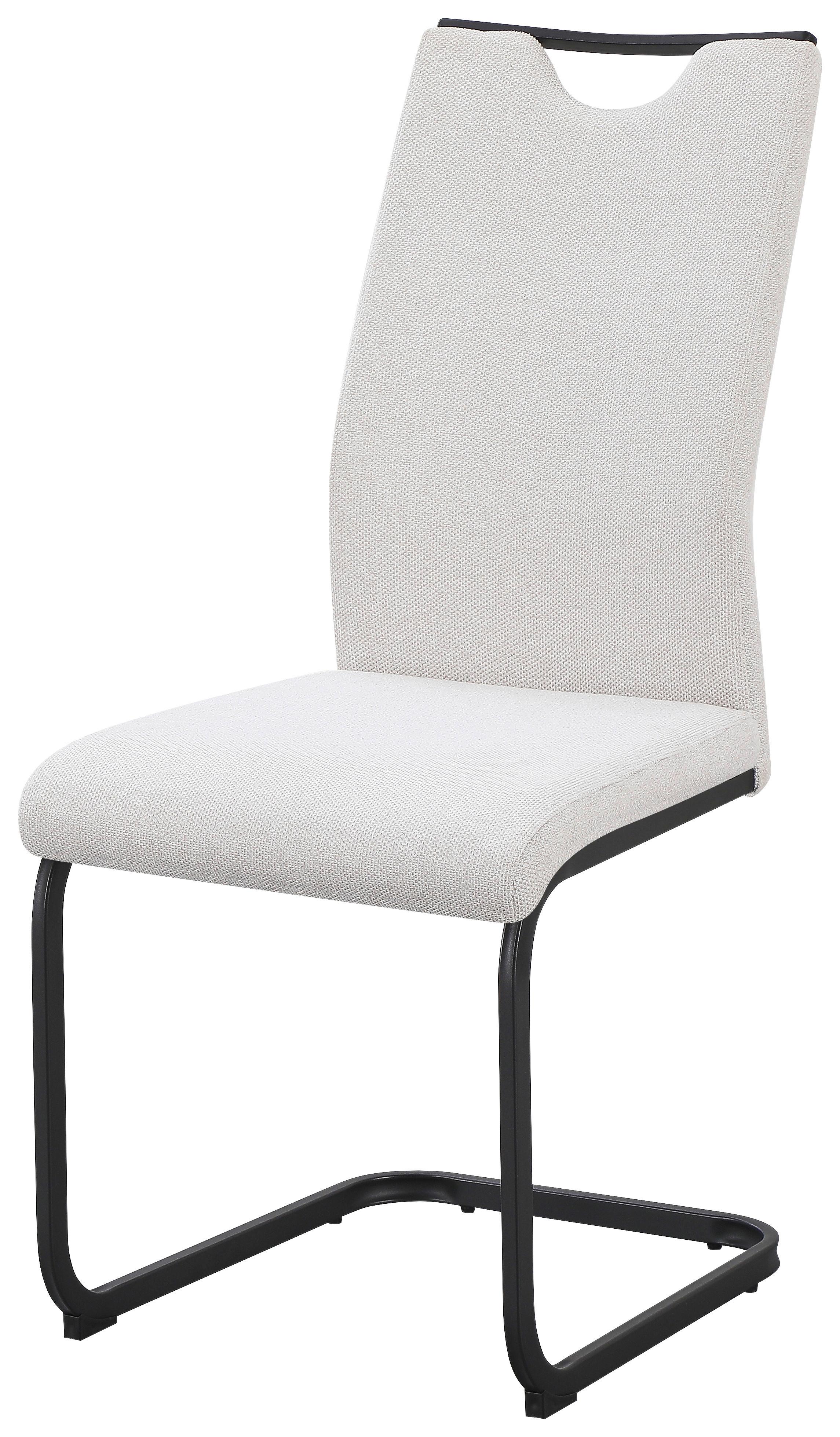 Schwingstuhl Maya Webstoff beige, B: 58cm - Beige/Schwarz, Trend, Textil/Metall (58/98/43cm)