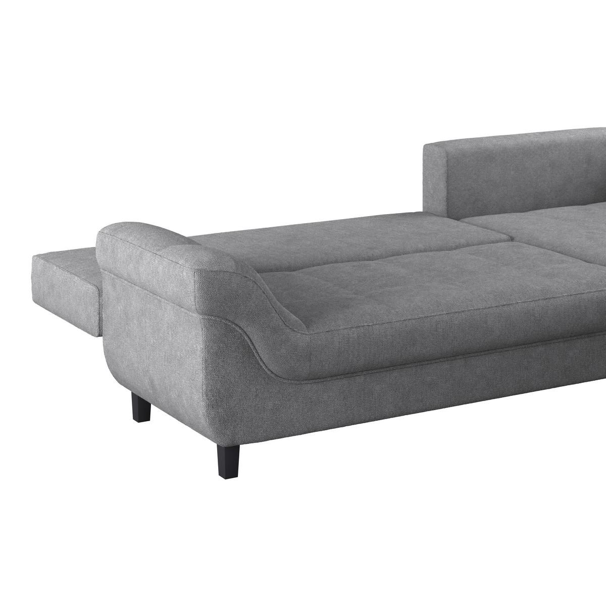 Rohová sedačka MENDOZA, pravá, sivá - čierna/sivá, Design, drevo/textil (309/197cm) - Ondega