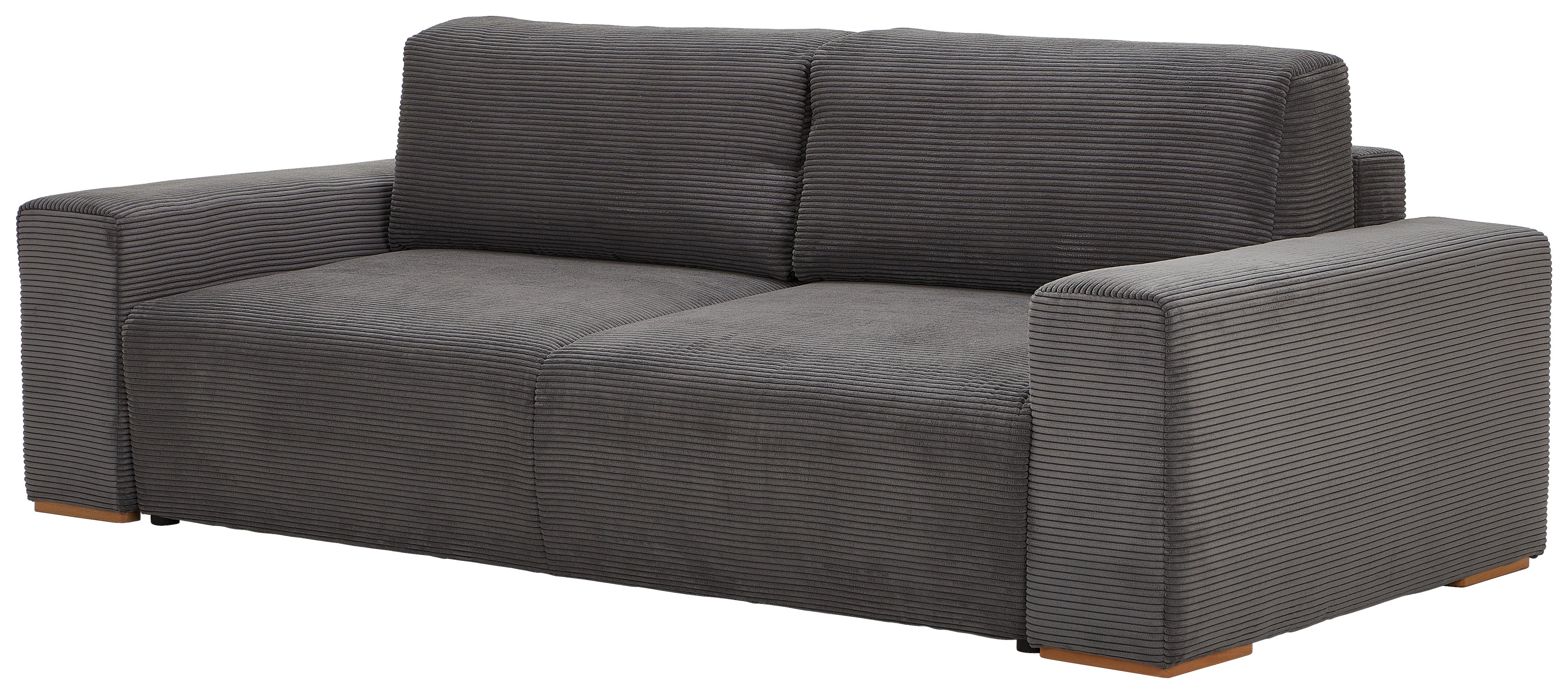 Schlafsofa Vouge Grau Bettkasten, B: 255 Cm - Buchefarben/Schwarz, KONVENTIONELL, Textil (255/86/123cm) - Livetastic
