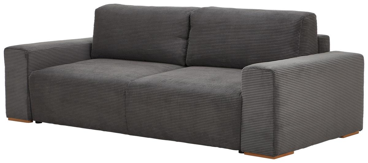 Schlafsofa Vouge Grau Bettkasten, B: 255 Cm - Buchefarben/Schwarz, KONVENTIONELL, Textil (255/86/123cm) - Livetastic
