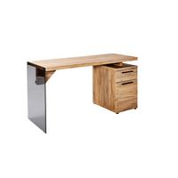 Schreibtisch B 74cm H 55cm Lux C 140, Eiche Deko - Transparent/Eichefarben, Design, Glas/Holzwerkstoff (141,8/74/55cm)